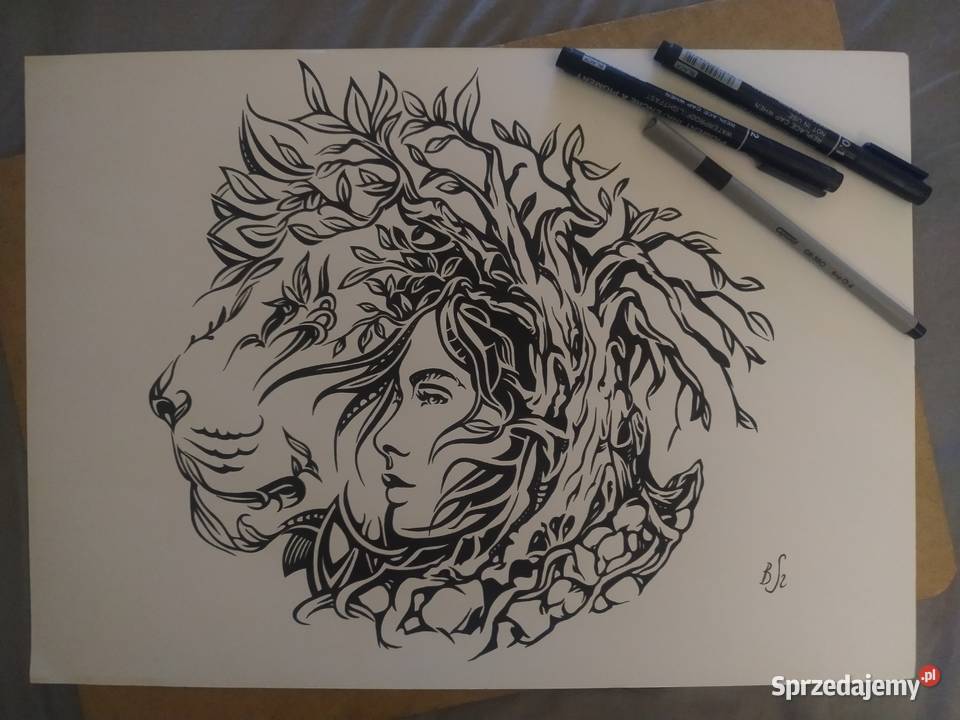 Rysunek z lwem cienk blok t A3 250 gm2 mazowieckie Warszawa
