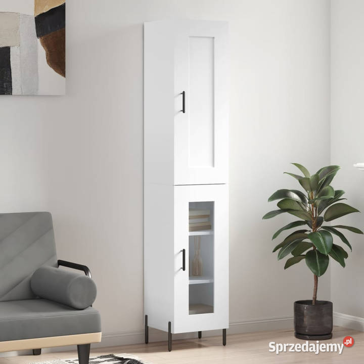 Wysoka szafka biała 345x34x180 materiał Warszawa