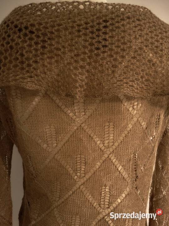 Sweter Moherowy Wełniany Ażurowy Camelowy Rozmiar 38(M) Swetry i golfy Łomża