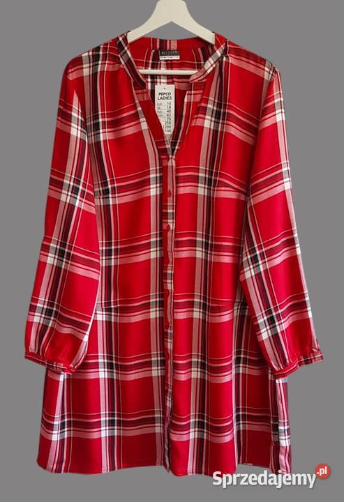 Damska koszula czerwona kratkę z długim rękawem Chrzanów sprzedam