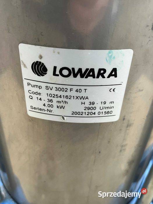 Pompa Pionowa Lowara 1436 m3h Wysokość Tuliszków