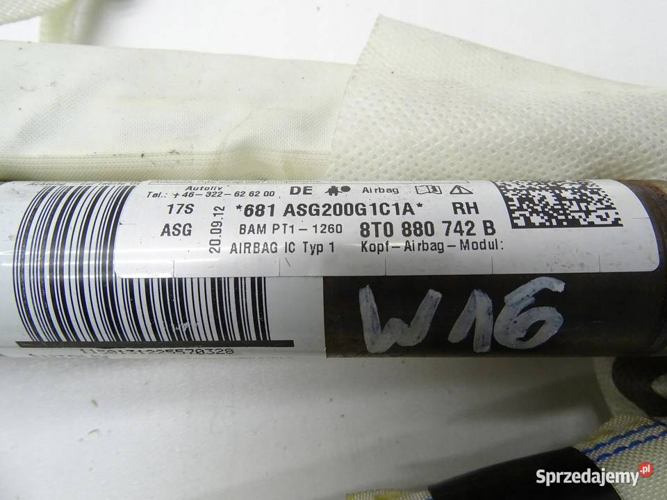 KURTYNA POWIETRZNA AIRBAG PRAWA AUDI A5 8T 3D