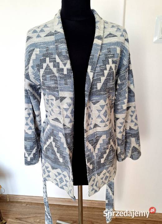 Błękitne kimono trencz w etniczne wzory 40 niebieski Kraków