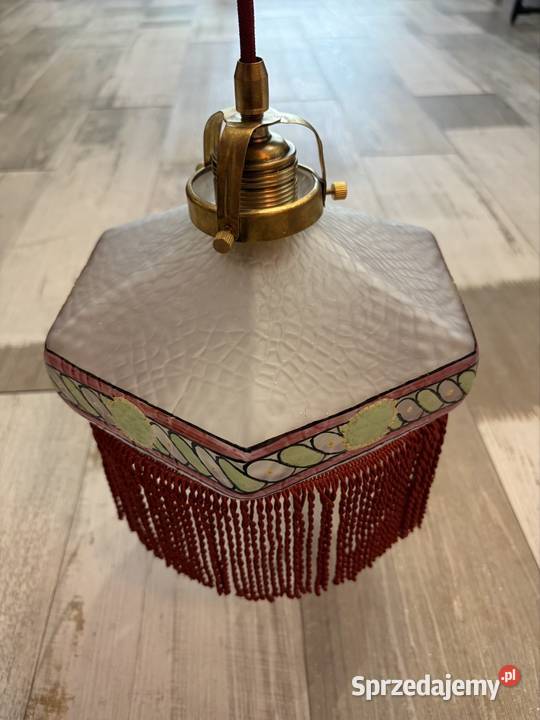 Stara lampa wisząca z kloszem Antyki śląskie Chudów