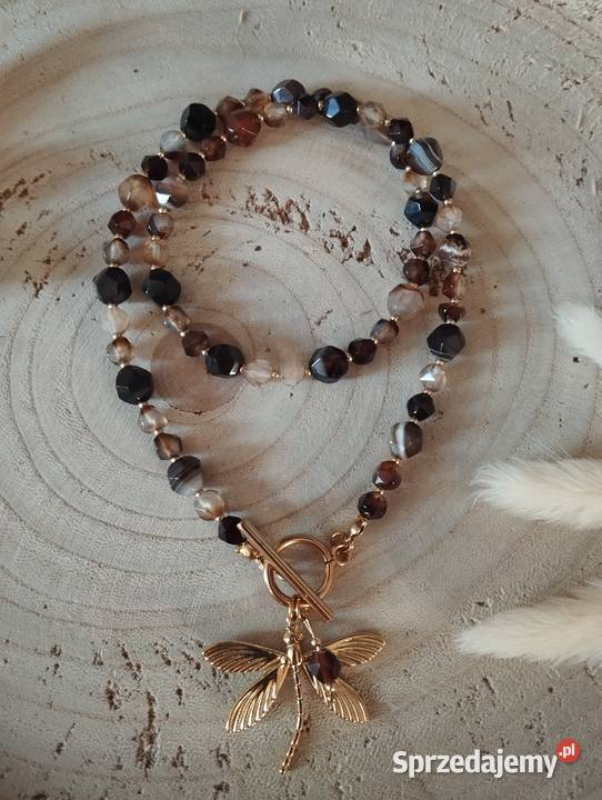 Naszyjnik ważka agat kawowy 45 Zielonki