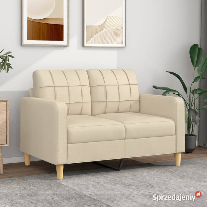 2osobowa sofa kremowa 120 tapicerowana tkaniną Warszawa