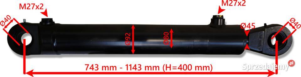Siłownik Hydrauliczny CYLINDER 80x45x400 2STR Solec Kujawski