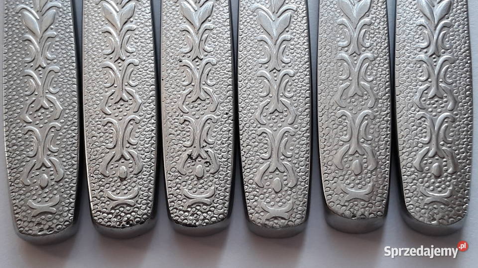 Noże obiadowe 2 ROŚLINNY Gerlach sztućce PRL Dąbrowa Górnicza