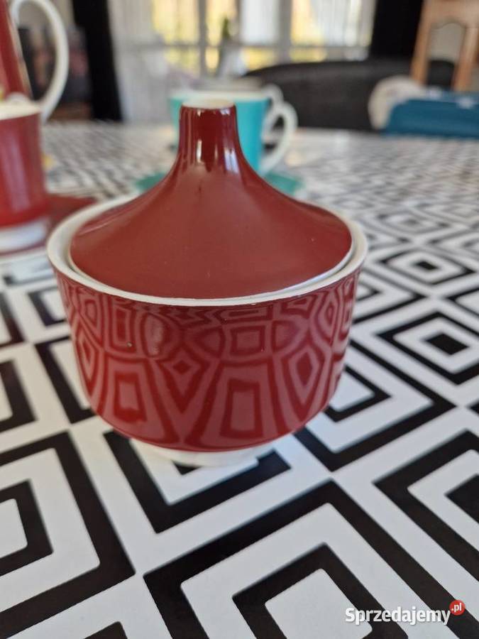 Serwis do kawy herbaty Ćmielów lata 60 wielokolorowy Opole Lubelskie