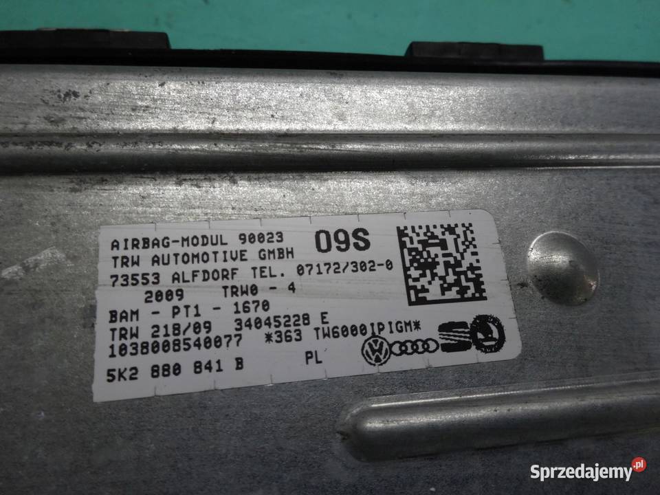 VW GOLF VI 09r AIRBAG poduszka kolanowa pasażera