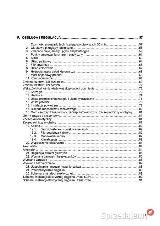 Instrukcja obsługi Ursus 6024 7524 Pozostałe Stalowa Wola