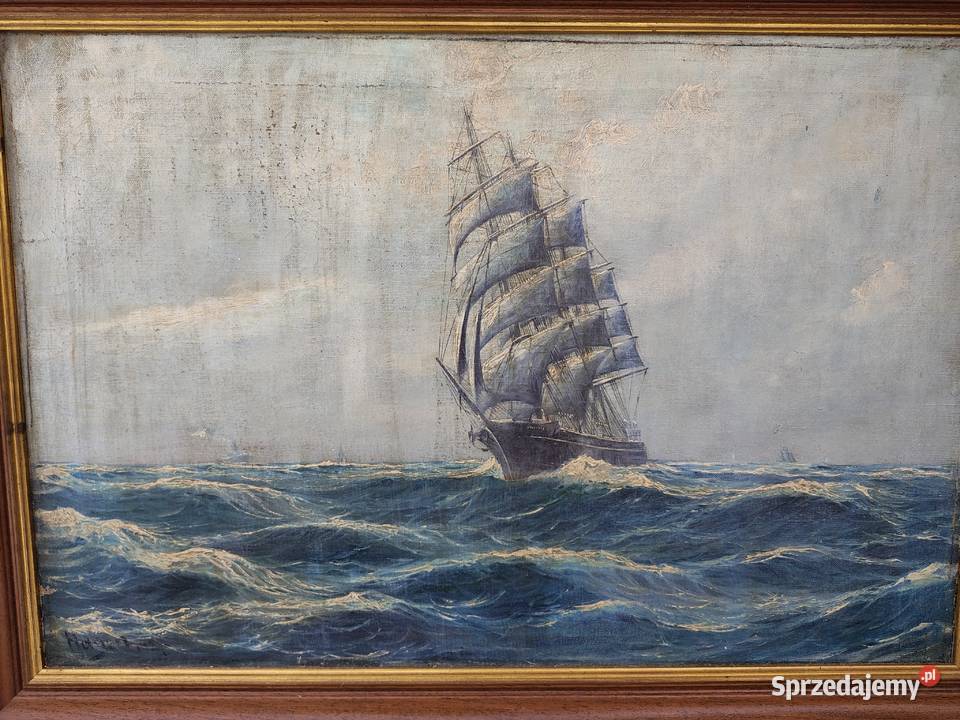 Stary obraz olejny Morze Bałtyckie Malarstwo Kartuzy sprzedam