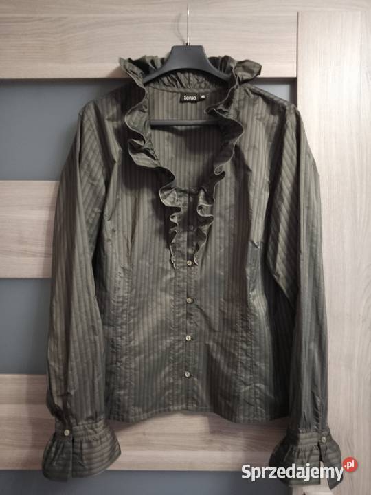 Bluzka oliwkowa w czarne paseczki długi łódzkie