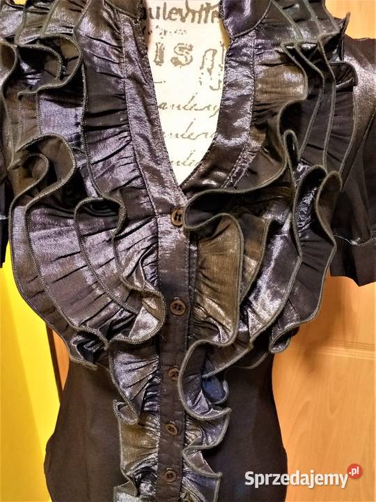 Srebrzysto czarna elegancka bluzka wyjściowa Katowice sprzedam