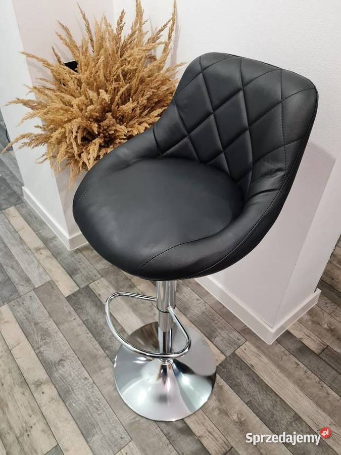 Komplet dwóch hokerów skóra czarne