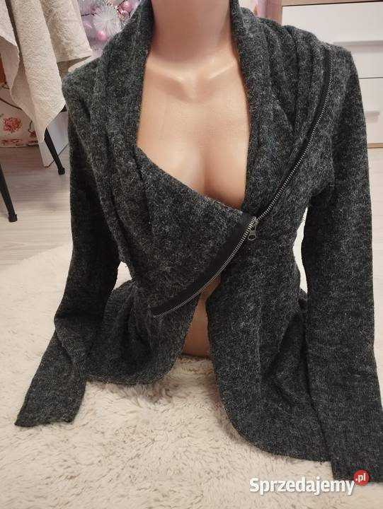 Ciemnoszary Kardigan ONLY Asymetryczny Zamek podkarpackie Ropczyce