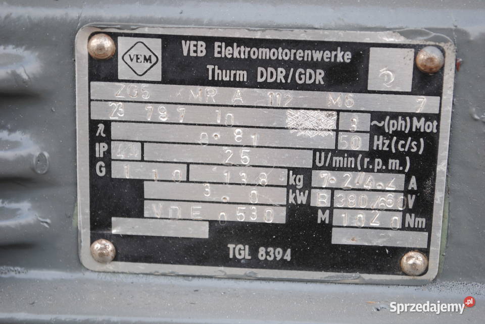 Motoreduktor 3kw 25obrmin Firmy VEM Kargowa
