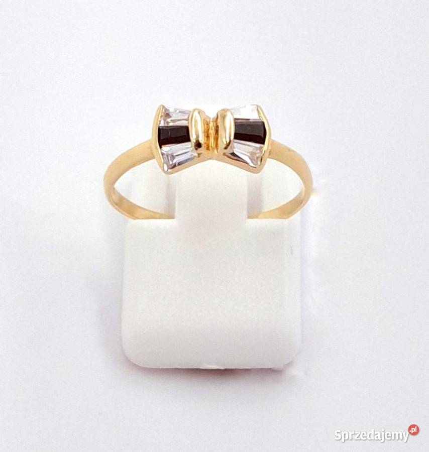 Pierścionek r14 Złoty pr585 Kokardka z Szafirami sprzedam