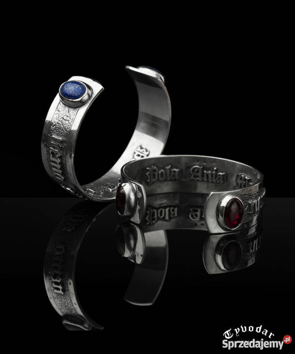 Masywna SREBRNA bransoletka Z ŁACIŃSKĄ SENTENCJĄ srebrne Warszawa