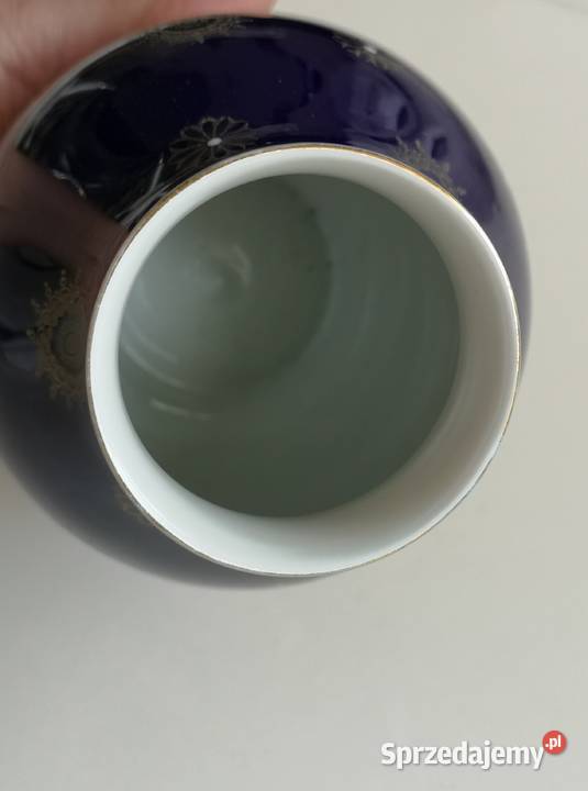 Wazon porcelanowy kobalt złocenia vintage Toruń