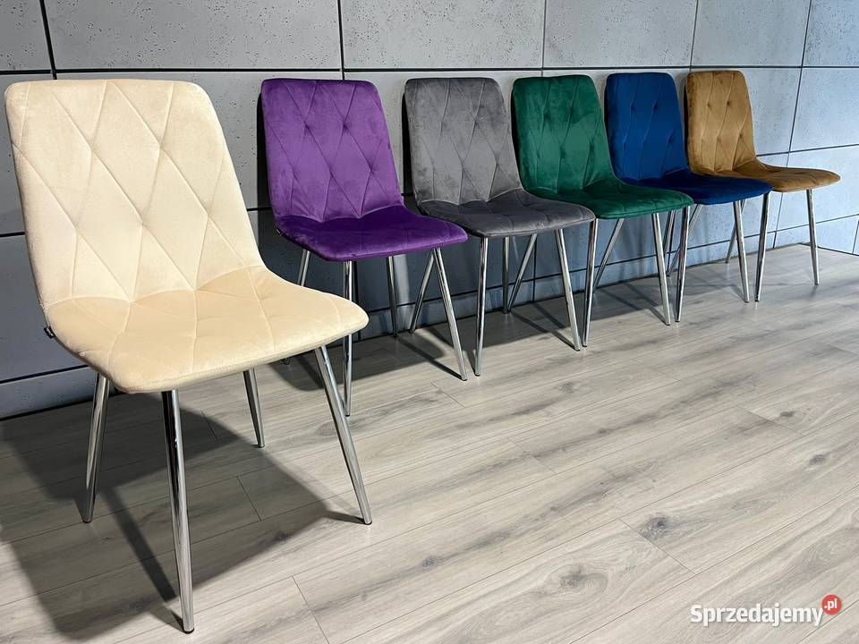 Krzesła tapicerowane pikowane welurowe glamour