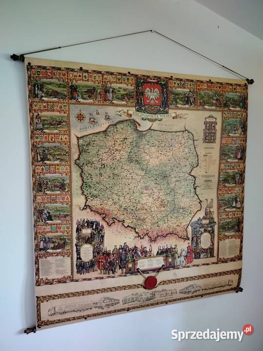 Piękna duża i dekoracyjna mapa Polski Kęty sprzedam