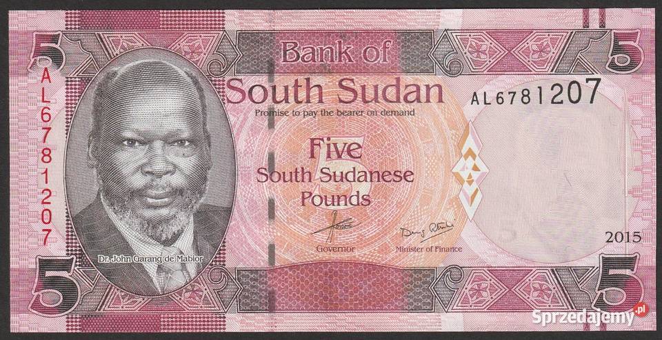 SUDAN POŁUDNIOWY 5 FUNTÓW 2015 STAN UNC Łódź