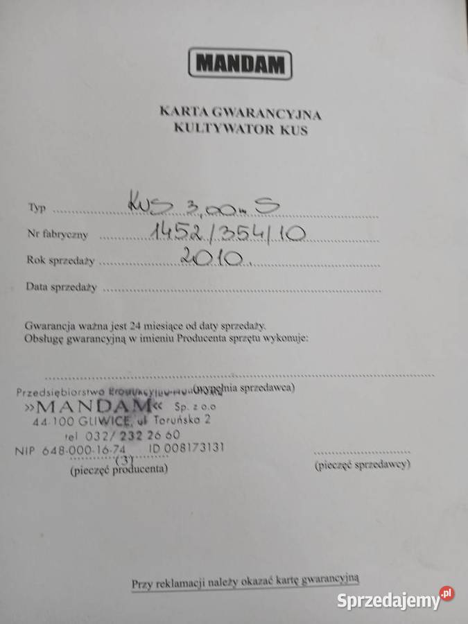 Mandan agregat podorywkowy nieuszkodzony