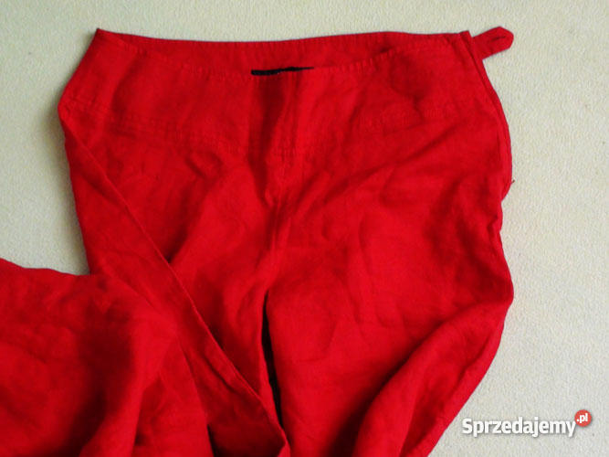 HM SPODNIE LEN CZERWONE NA LATO Rozmiar 36(S) Spodnie Łódź
