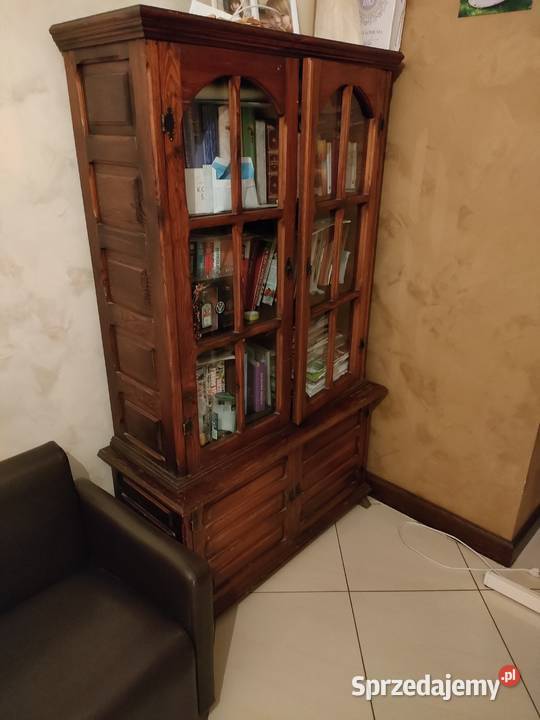 Serwantkabiblioteczka z drewna sosnowego 40cm Kredensy i witryny