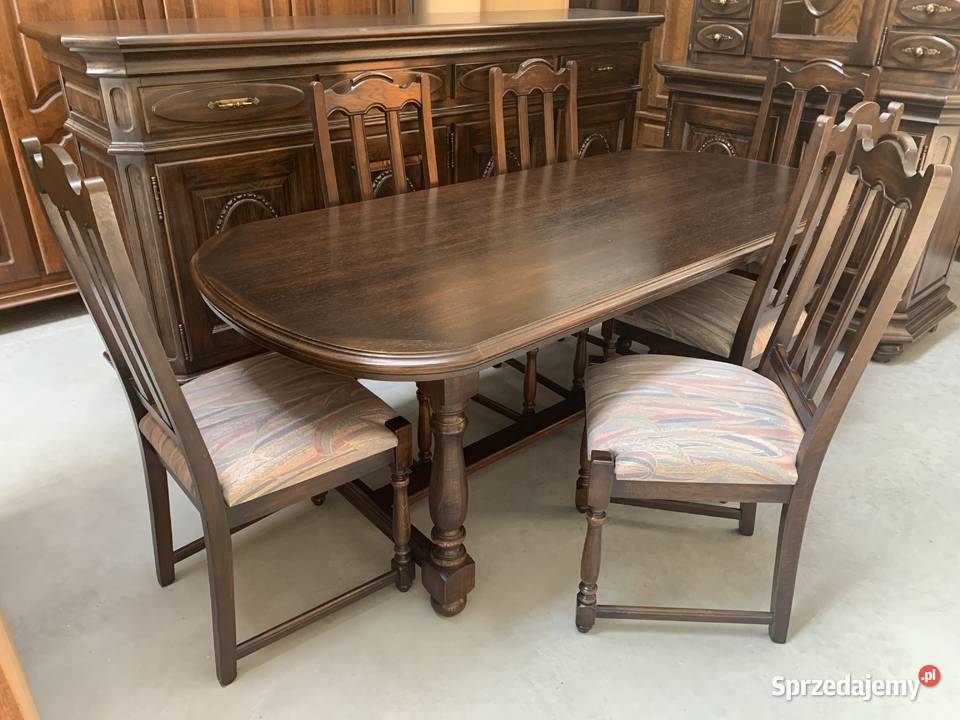 Ładny dębowy stół+ 6 krzeseł-meble holenderskie