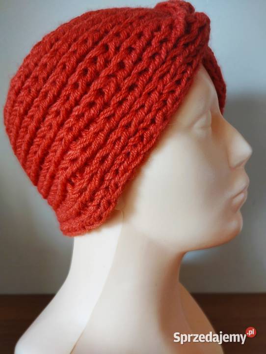 Pomarańczowa opaska na głowę turban handmade Nakrycia głowy warmińsko-mazurskie Olsztyn