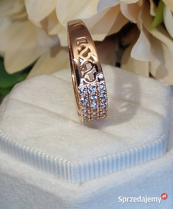 Pierścionek z cyrkoniami Różowe złoto 585 Gliwice