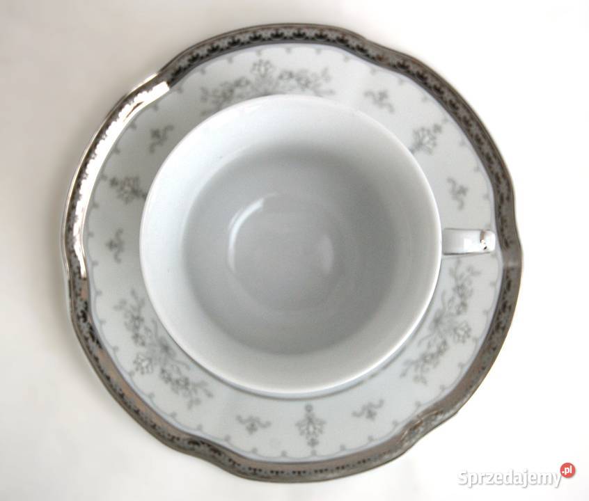 Srebrzona filiżanka ze spodkiem BOLERO porcelana sprzedam