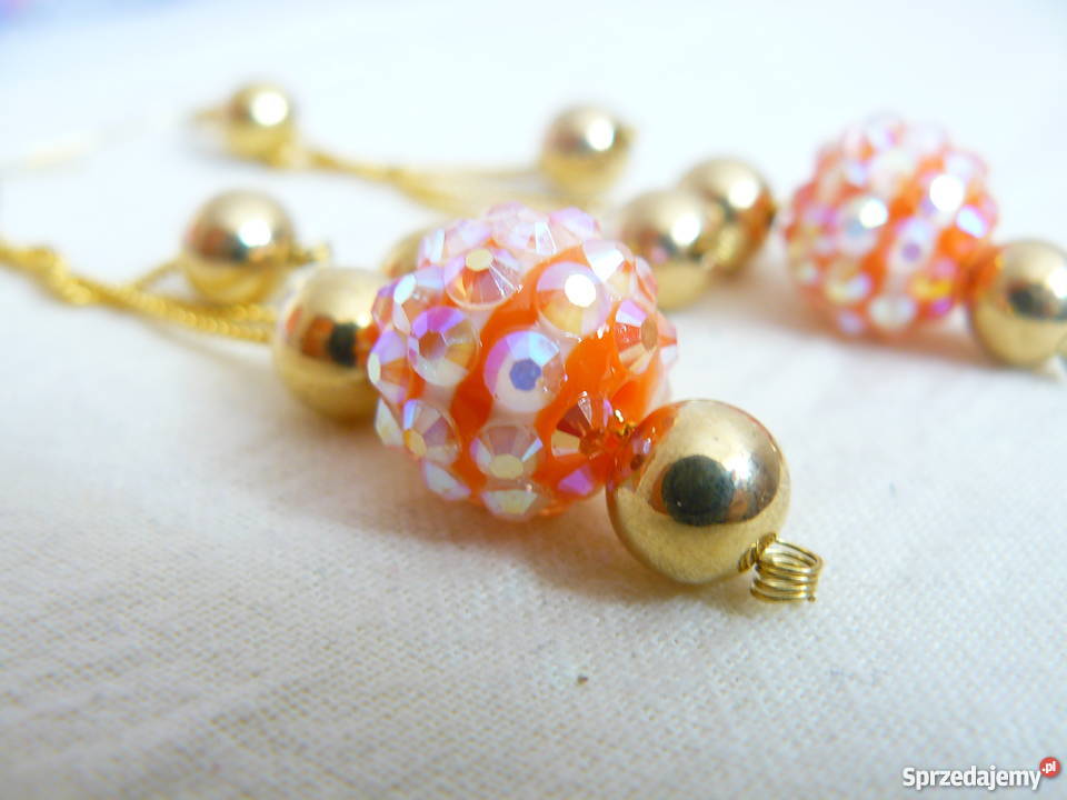 Długie złote kolczyki z kuleczkami Wrocław