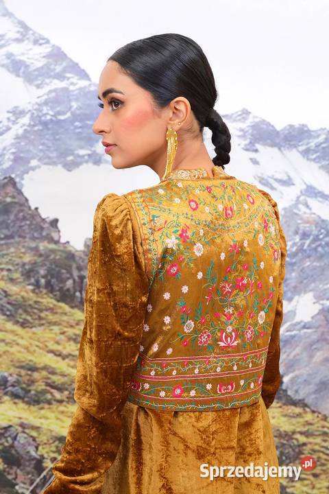 Złota kamizelka gorset S 36 etno folk boho haft Szczecin