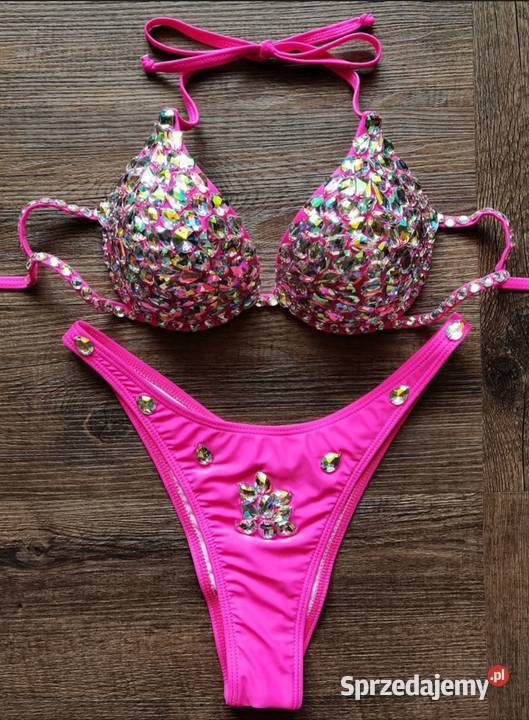 Bikini strój kąpielowy neon różowy cyrkonie Inna marka Kłodzko