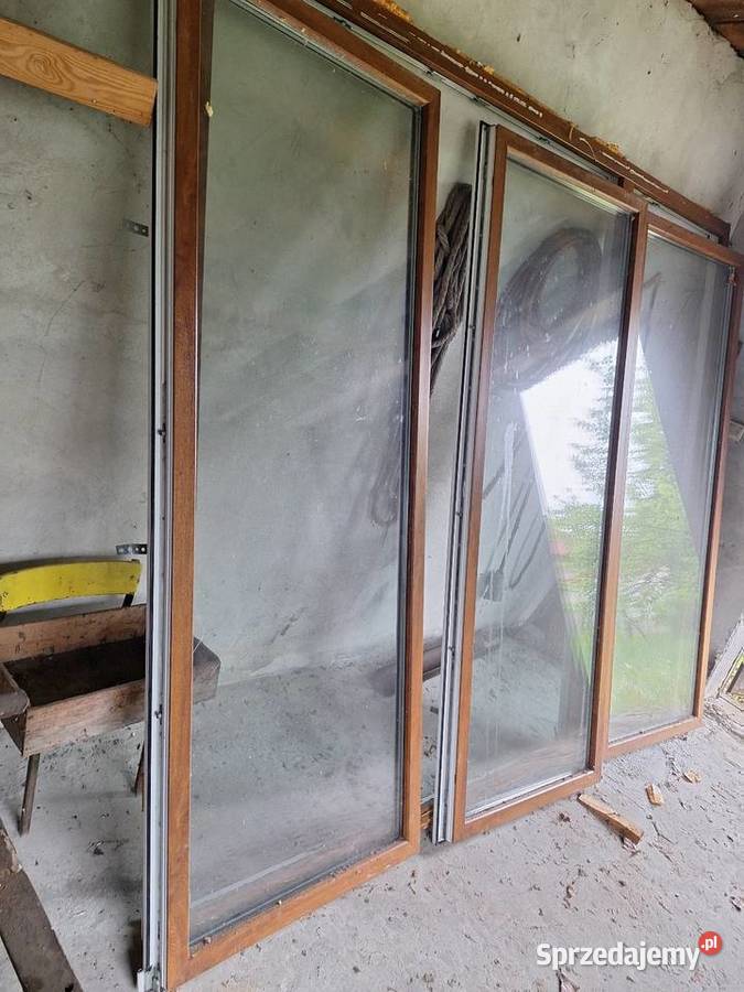 Drzwi tarasowe dwuszybowe trzykwaterowe 266x230 Nisko sprzedam