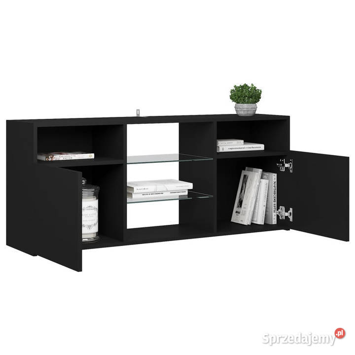 Szafka TV z oświetleniem LED czarna 120x30x50 mazowieckie Warszawa