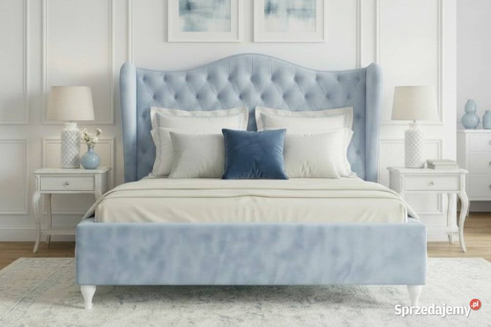 łóżko uszak 140x200 tapicerowany zagłówek stelaż Wrocław