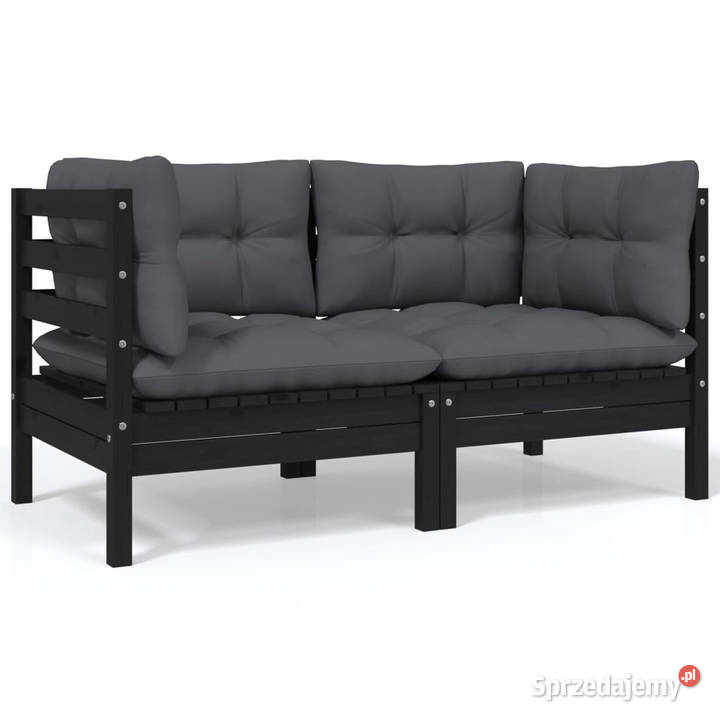 2osobowa sofa ogrodowa z poduszkami czarna Warszawa