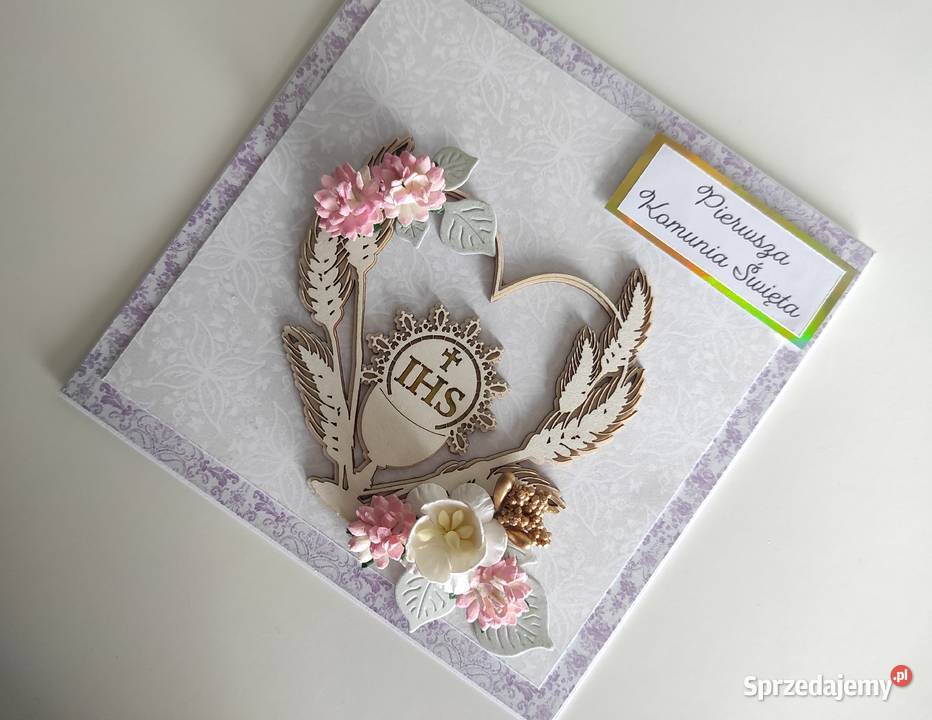 Kartka ręcznie robiona na Komunię Świętą z Łódź