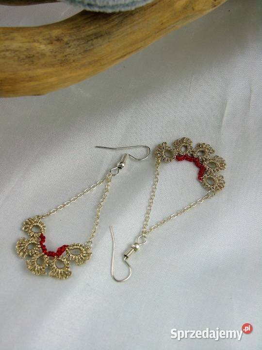 Kolczyki koronkoweróżne wzory kolory Wiśniowa