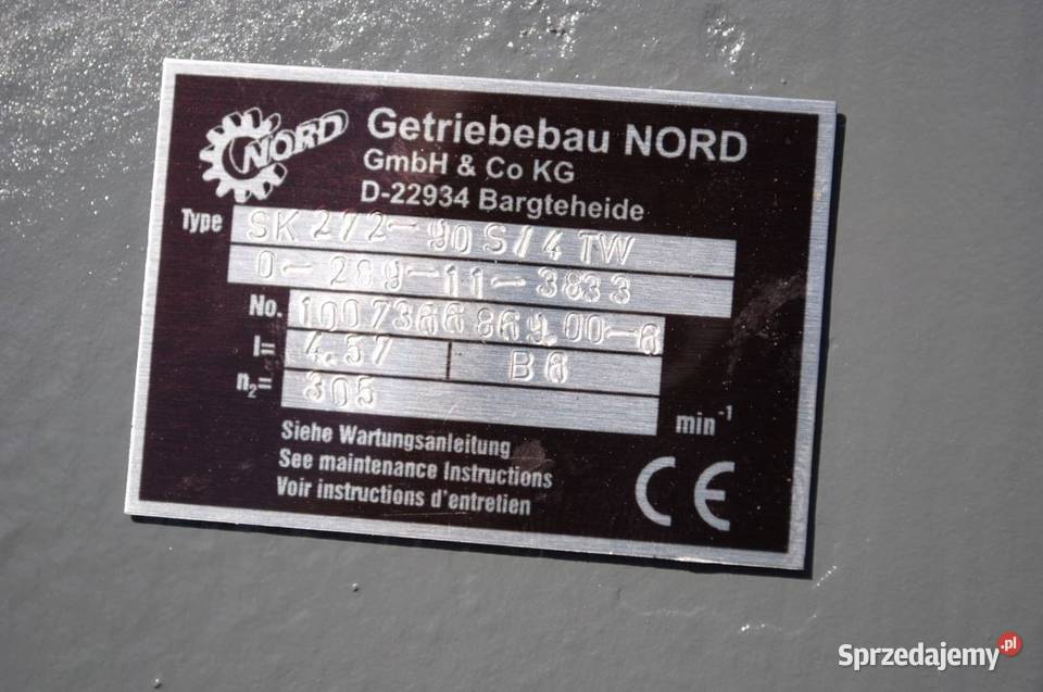 Motoreduktor 11kw 305obrmin NORD Pozostałe Kargowa
