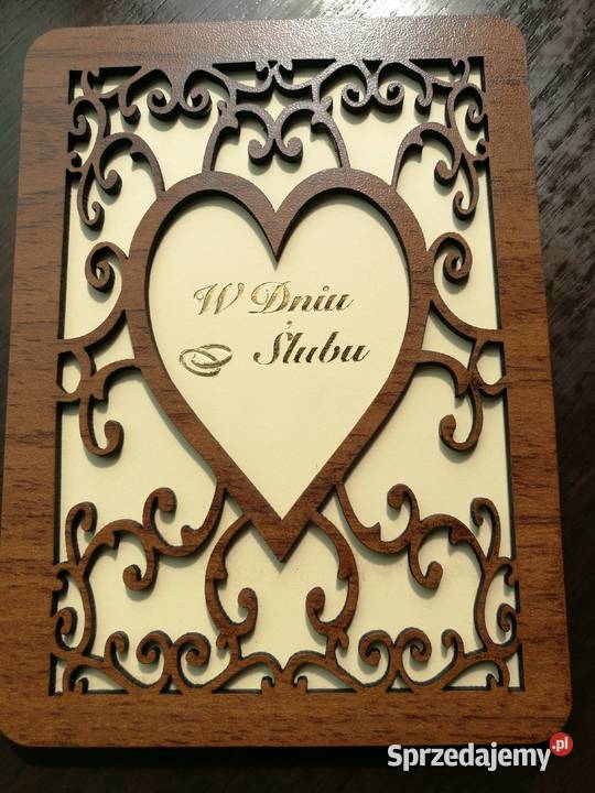 KARTKA ŚLUB ŚLUBU ŚLUBNA SERCE AŻUR DREWNO Warszawa