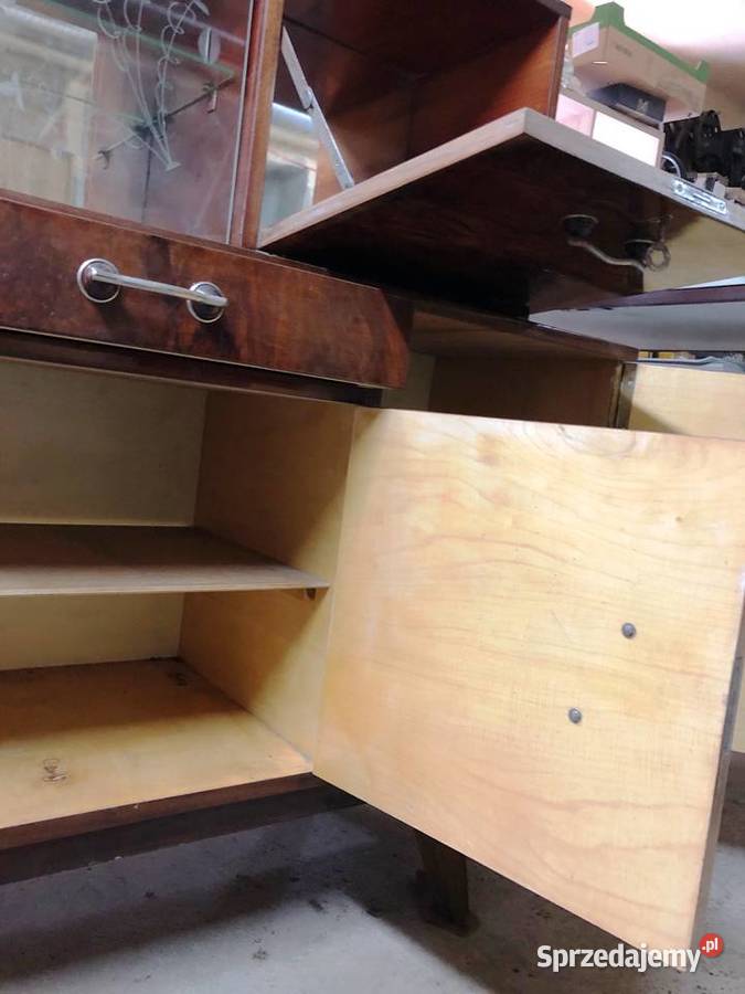 Kredens etażerka piękne zdobienia Vintage PRL Kalwaria Zebrzydowska