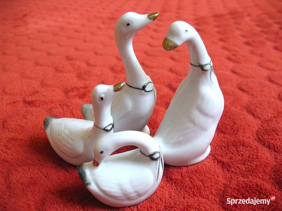 Gęsi małe figurki porcelana Siedlce sprzedam