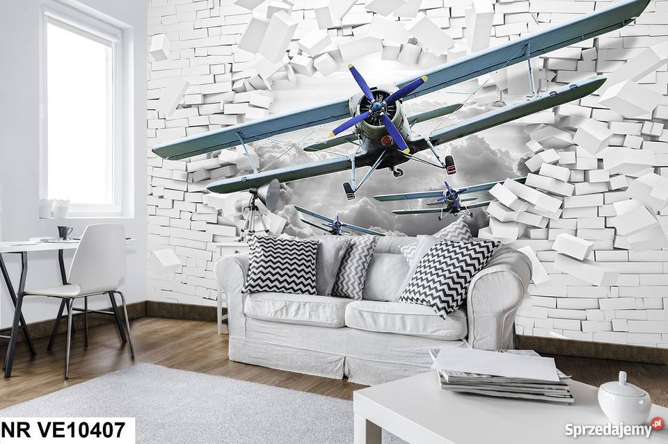 Tapeta fototapeta Samolot mur 3D Ściany i elewacje Leszno