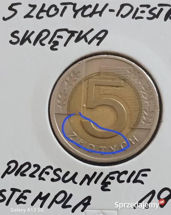 5 złotych 1994 r Destrukt skrętka przesunięcie Konin