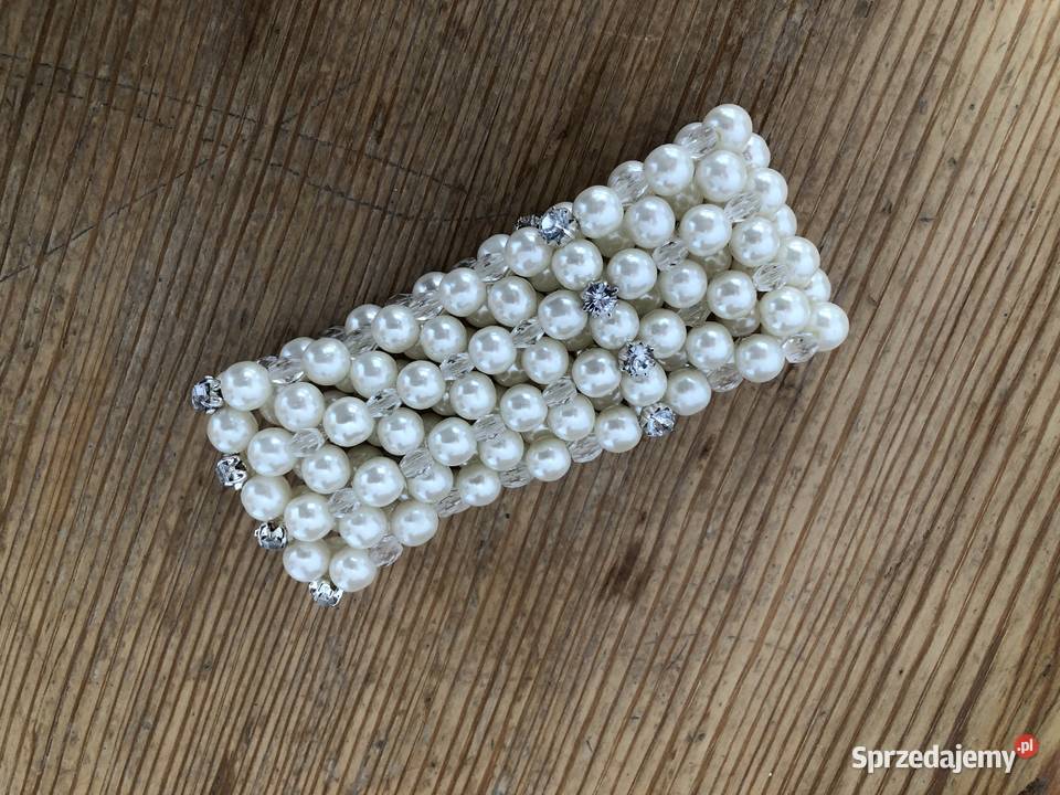 Bransoletka z białych pereł sztucznych na gumce Galanteria i dodatki Gdańsk